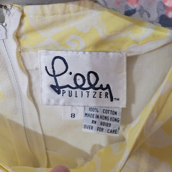 1980s Lilly Pulitzer yellow floral dress Vintage Cotton Dresa - Picture 4 of 14